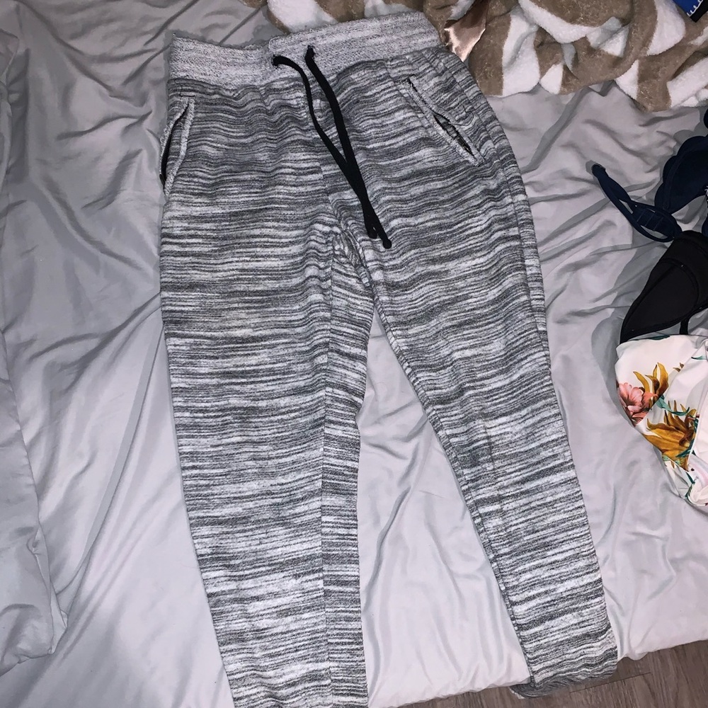 heather grey striped sweatpants